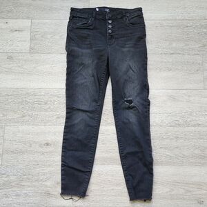 Kut from the Kloth Connie High Rise Ankle Skinny Black Jeans Womens 4 Distressed